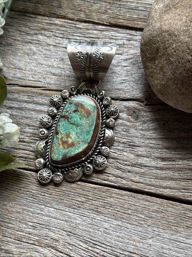 Navajo Sterling Silver Royston Turquoise Pendant. K Yazzie. Gift - Picture 11 of 12
