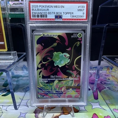 Pokémon Bulbasaur Mega Evolution Stamped Holo Box Topper PSA 9 #133/132 2025