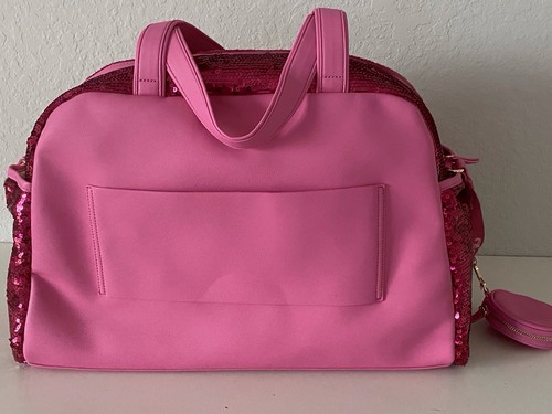 Juicy Couture Puffed Up Hot Pink Weekender Duffel Bag Sequin Pockets NEW - Picture 9 of 14