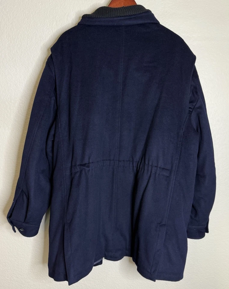 Talbots Mens XXL Navy Blue Wool Coat Jacket Pockets Heavy Preppy Outdoors - Image 2 of 4