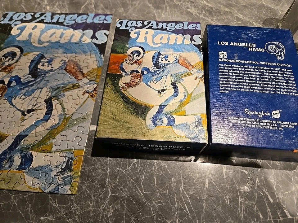 1971 Springbok Mini NFL Jigsaw Puzzle Los Angeles Rams Complete - Image 3 of 4