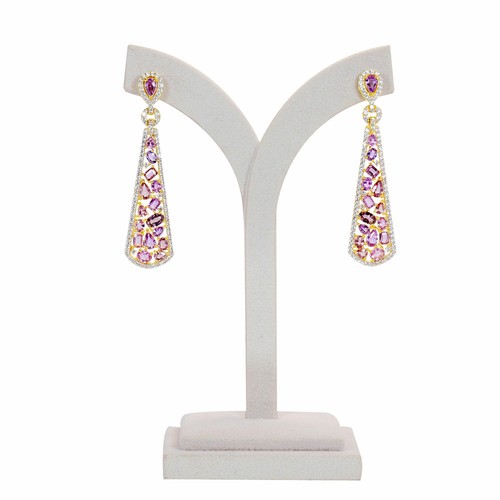 Pendientes de gota de zafiro, diamantes y oro amarillo liso de 10 K de joyería Meher's - Imagen 2 de 4