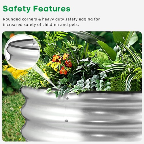Raised Garden Bed 2x2x1ft Galvanized Planter Box Outdoor Round for Vegetables - Picture 5 of 6