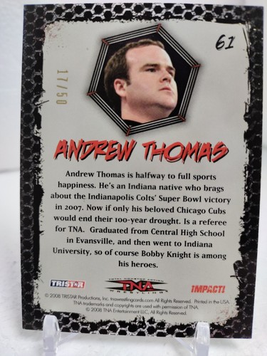 ANDREW THOMAS #/50 GOLD 2008 Tristar TNA Wrestling Impact! #61 - Picture 2 of 2