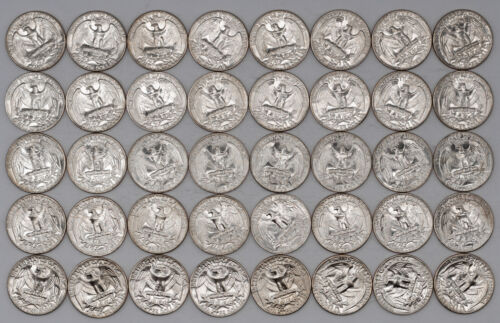 1973 P WASHINGTON QUARTTERS 25C EDELSTEIN BU UNC NACHLASS UNGESUCHT - 1 ROLLE 40 MÜNZEN - Bild 3 von 6