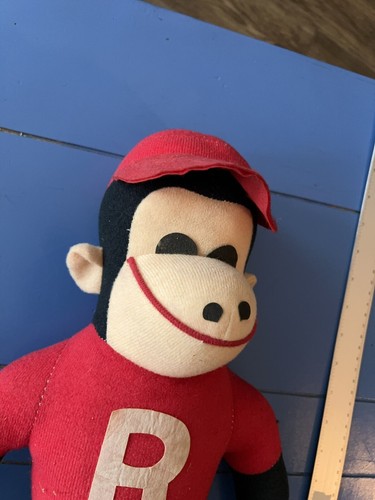 17" Vintage Black Monkey Red R Shirt Stuffed Animal Plush Toy Made In Korea - Bild 2 von 14