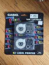 2 Cartridges Casio E-Z Label IR-18WE2S 9MM 3/8” White Tape - Black Ink  *G