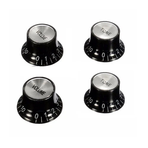 4 Guitar Black Bell Knobs Volume Tone Fine 24-Splines for Gibson USA Les Paul LP