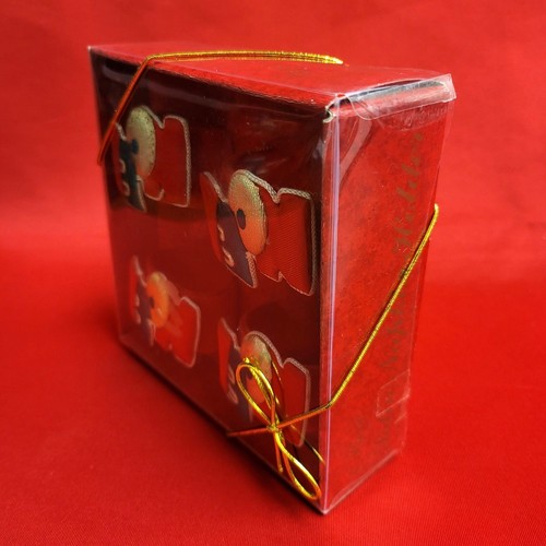 Vintage Christmas Napkin Holder NOEL 4 Piece Satin - Picture 4 of 12