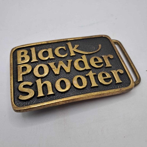 1978 Solid Brass Black Powder Shooter Gürtelschnalle BTS Made in USA 3,25" - Bild 1 von 4