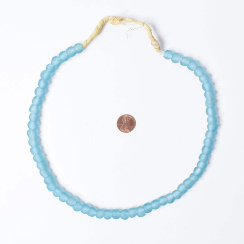 Krobo Recycled Powder Glass Turquoise Trade Beads - Picture 9 of 9