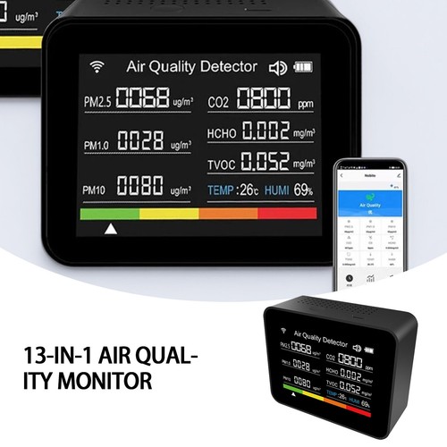 13in1 Air Quality Monitor WIFI CO2 Meter HCHO TVOC PM2.5 Detector Alarm Home - Picture 4 of 16