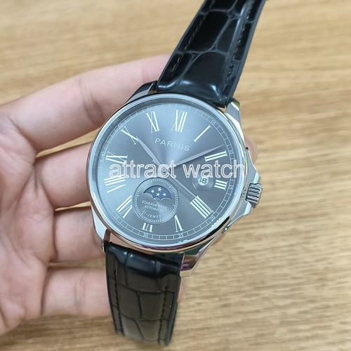 Orologio Uomo Automatico Parnis 42mm Marchi Blu Cristallo Zaffiro Numeri Arabi - Foto 30 di 79