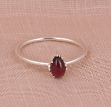 Dainty Teardrop Garnet Stack Ring 925 Sterling Silver Engagement Ring For Her