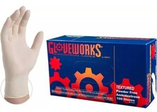 Premium White Industrial Latex Gloves - Powder Free, Textured- 100 Gloves LARGE