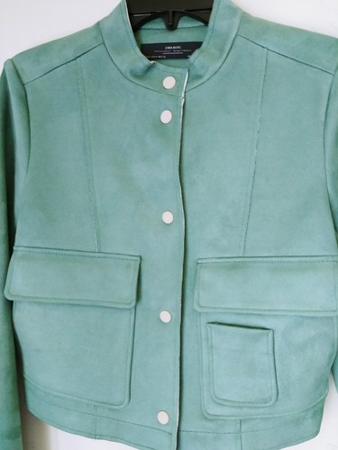 zippé Femme court Green Basic Spring Medium B Zara Blouson q16TSS