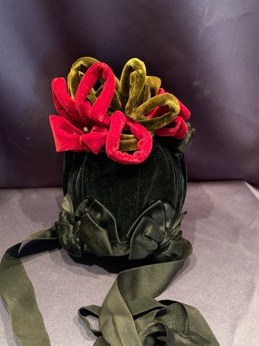Antique C1870 Multicolored Silk Velvet Handmade Ladies Hat Nice Condition - Picture 8 of 9