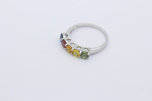 Juwelen Ring aus 375 / 9k Weißgold mit Bunte Farbsteine Edelsteine | Gr. 55 - Bild 3 von 4