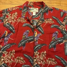 Vintage Paradise Found Parrot Hawaiian Shirt Large Magnum PI Tom Selleck 