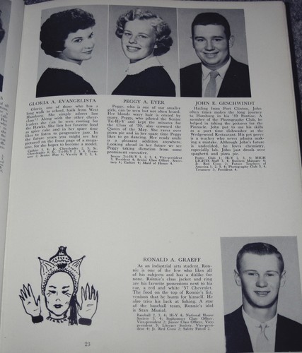 Annuario della scuola superiore di Amburgo 1959, Amburgo, contea di Berks, PA chiamato The Pinnacle - Foto 8 di 22