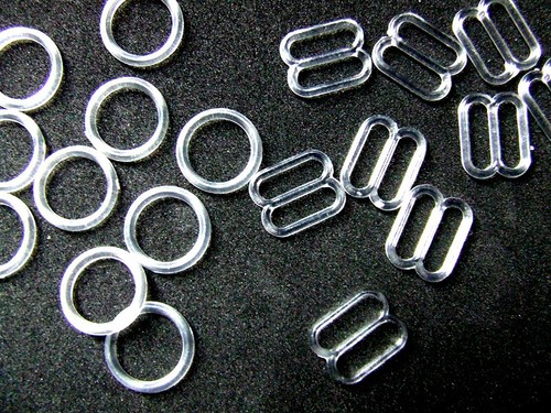 Clear Invisible Plastic Bra Strap Adjustment Figs 089 Sliders Rings Hooks 6-20mm - Picture 7 of 34