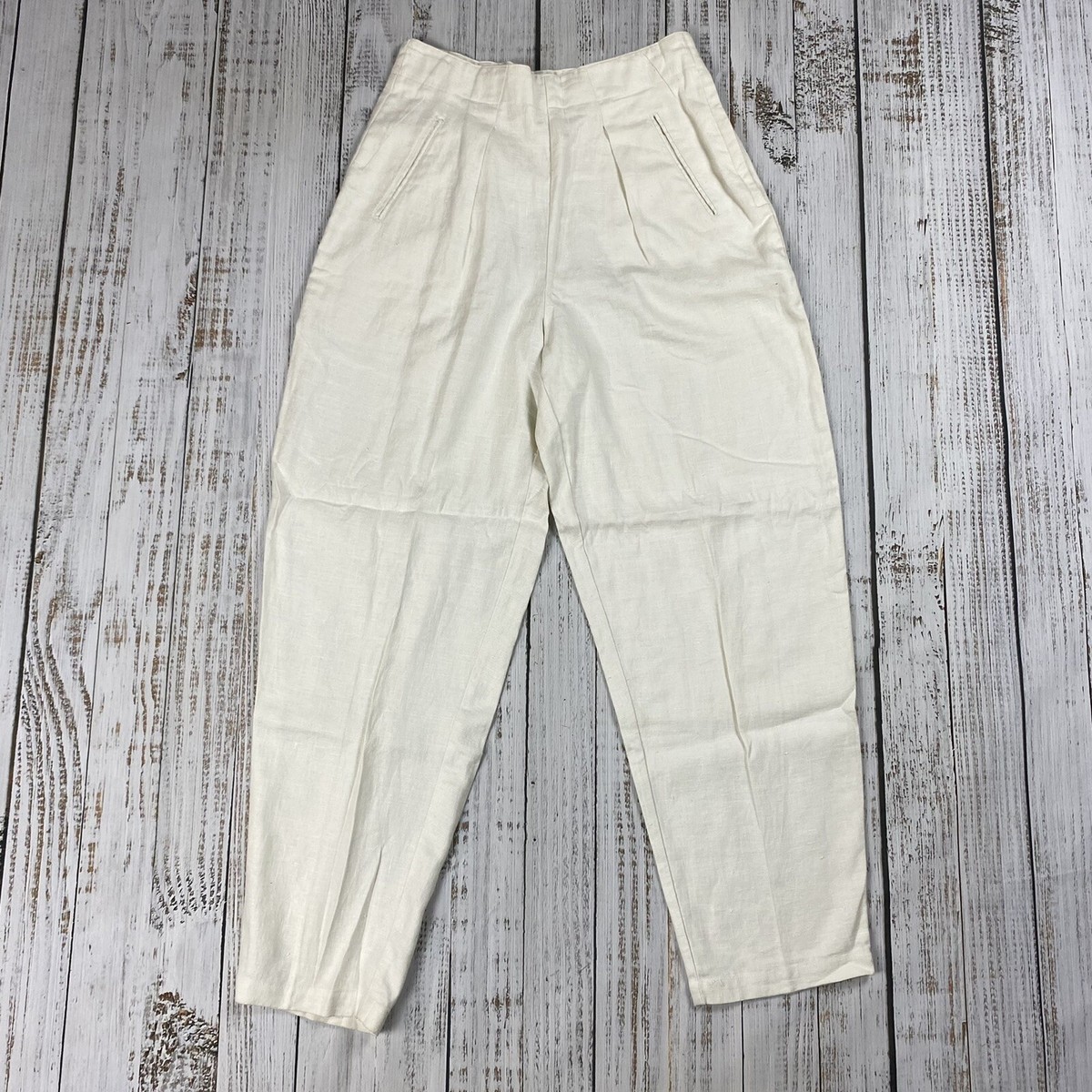 【Italy製】80〜90s linen slacks NWOT 80S 90S GAP EASY FIT PLEATED LINEN HIGH RISE IVORY