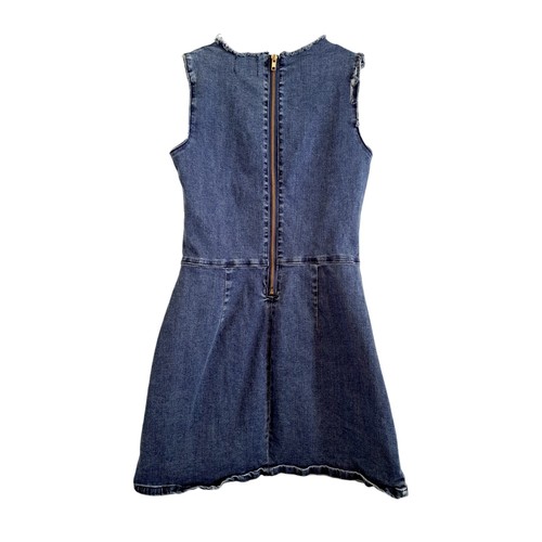 Show Me Your Mumu Dress size S Maritime Blue Denim Jean Sleeveless Raw Hem - Picture 2 of 7
