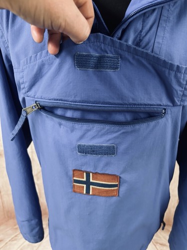 NAPAPIJRI Mens Small Fleece Lined Rain Forest Zip Jacket Smock Taped Seams Blue - Picture 17 of 24