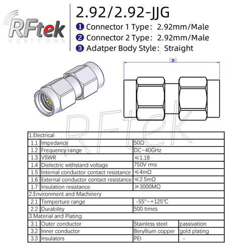 Precision 2.92mm To 2.92mm Male Female 40GHz Microwave Adapter MMwave Connector - Picture 3 of 13