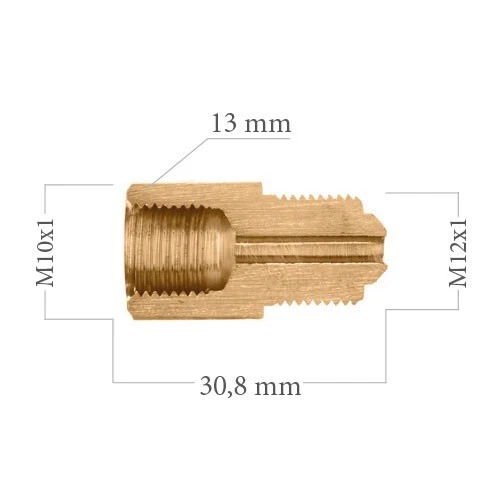 Brake Line Pipe Brass M10x1 Female to M12x1 Male Bubble Fitting Connector Couple - Image 3 of 3