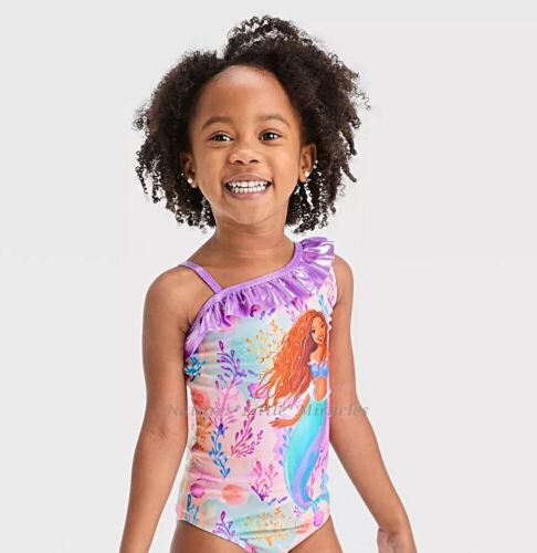 Disney The Little Mermaid Ariel Swimsuit Toddler Girl Size 2T 3 4 5 Swim 1 Piece - Picture 2 of 3
