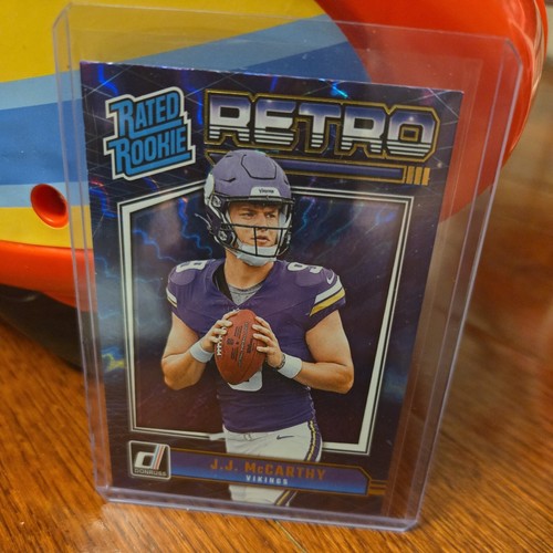 JJ McCARTHY 2024 Panini Donruss Rated Rookie RC Retro Blue Shock #2 - Picture 7 of 8