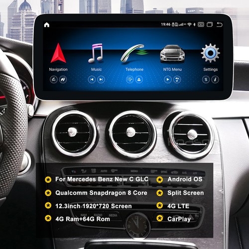 12.3inch Android13 Mercedes Benz C W205 V Screen GPS Media player Carplay 256GB - Picture 10 of 12