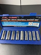 Cal-Hawk 10pc 3/8” Drive Deepwell Socket Set - Metric Sizes - Nice!