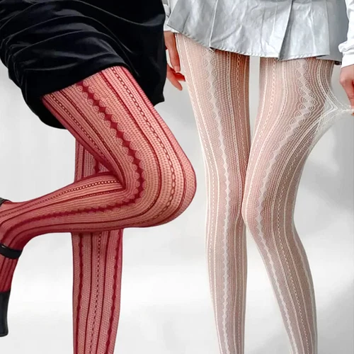 Women Sexy Pantyhose Stockings Fishnet Striped Lace Pattern Fish Net Sock Tights - Picture 5 of 19