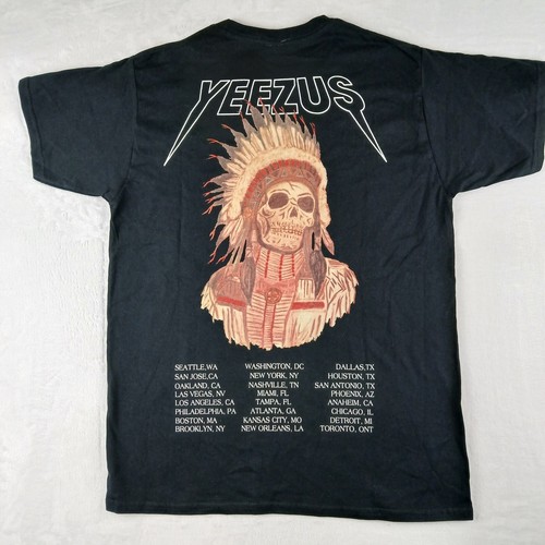 Kanye West Yeezus T Shirt Black M Native American Skull God Wants You 2013 Tour - Picture 2 of 12