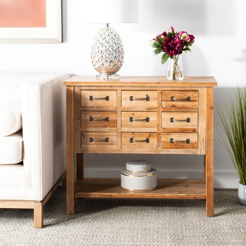 SAFAVIEH Mendie 9 Drawer Chest | Oak | - Picture 2 of 12