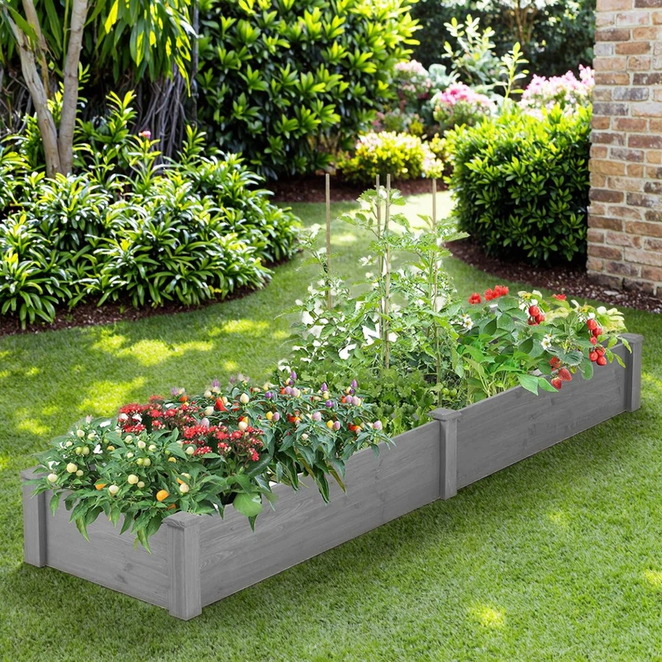 Raised Over Ground Garden Bed 96x28x10" Outdoor Planter Box Tool-Free Assembly - Image 2 of 4