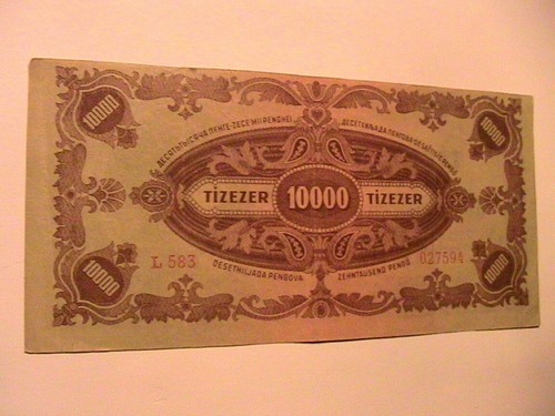 1945 Hungary 10,000 Pengo Note Ch VF+ Banknote Currency Paper Money p-119 - Picture 4 of 5