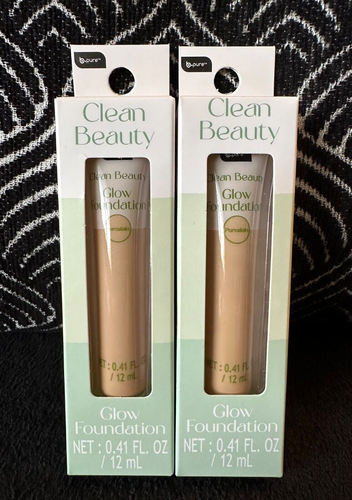 2pk B PURE CLEAN BEAUTY PORCELAIN GLOW FOUNDATION NIACINAMIDE + ALOE CONCEALER - Picture 1 of 9
