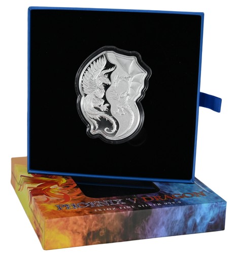 SOLOMON ISLANDS $2 2022 Silver 2 x 1oz. Prooflike Set 'Phoenix vs Dragon' - Picture 5 of 6