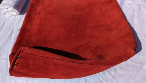 Kate Spade Square Shoulder Bag Suede Leather In Cardinal Red, w Dust Bag, 13" - Picture 3 of 16