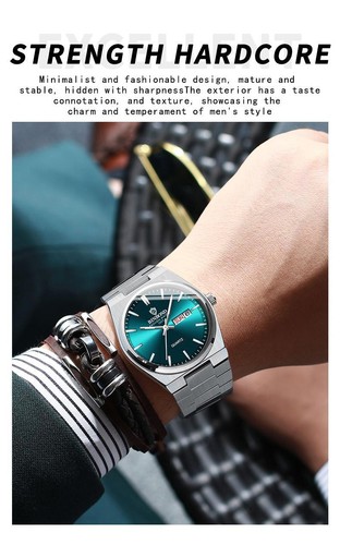 Orologio Sportivo Al Quarzo Acciaio Inox Moderno Multicolore Rotondo Business Impermeabile - Foto 12 di 35