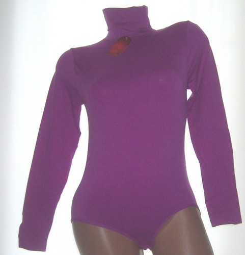 Body manga larga cuello alto elástico negro rosa blanco verde Top S M L 34 36 38 40 NUEVO - Imagen 14 de 14