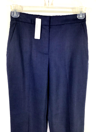 NWT J.CREW Size 4 Petite/2 Easy pant in stretch linen NAVY BLUE Style H7719 - Picture 3 of 8