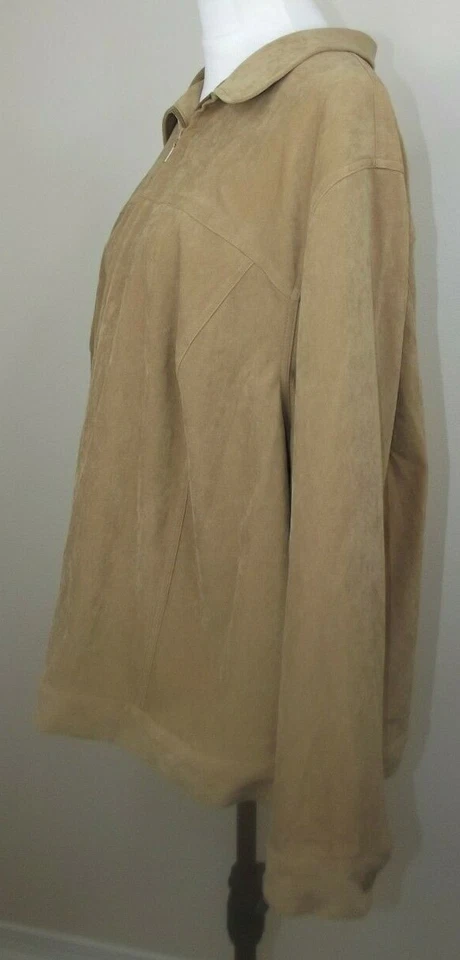 CHAQUETA CASUAL CORNER Annex Mujer FAUX GAMUZA Cremallera Frontal Elastizada - Talla 24W Tostada Foto 3 de 4