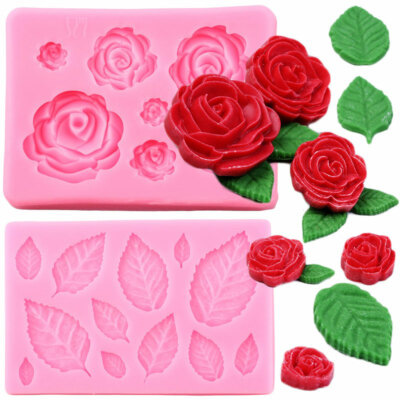 Silicone Rose Leaves Fondant Mould Cake Decorating Chocolate Mold Sugarcraft DIY Silicone Rose Leaves Fondant Mould Cake Decorating Chocolate Mold Sugarcraft DIY
