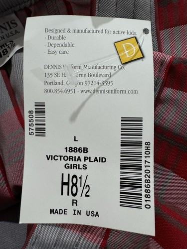 Dennis School Uniforms Pleated Victoria Plaid Skirt Girls H8 1/2 1886B NEW - Picture 9 of 10