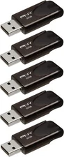 Pny 32Gb Attache 4 Usb 2.0 Flash Drive, Black, (Pack Of 5) Personal Computers