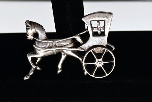 Vintage Large Sterling Horse Carriage Brooch Pin- 2.75 inches wide 26 grams! - Picture 7 of 7